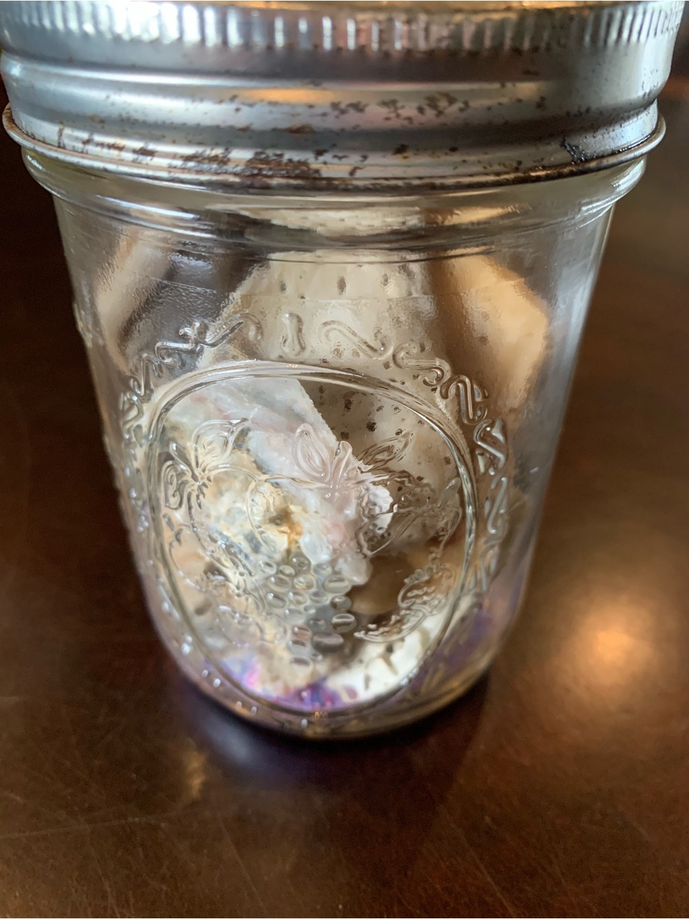 Decorative Clear Glass Mason Jar with Silver Lid